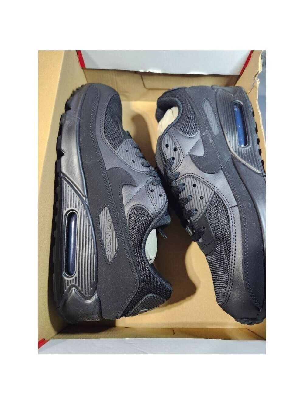 unisex adult nike air max 90 sneakers - womens: 13.5/mens:12 - black